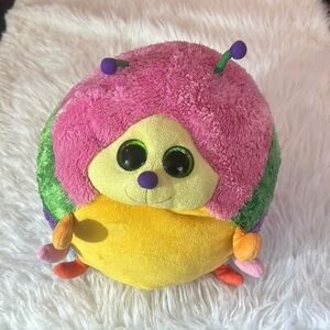 Ty Pink and Yellow Stuffed Animal with Green Accents